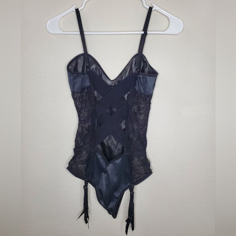 Yandy Black Pleather-Looking with Lace Lingerie Bodysuit - Picture 5 of 11